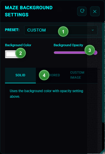 Maze background settings